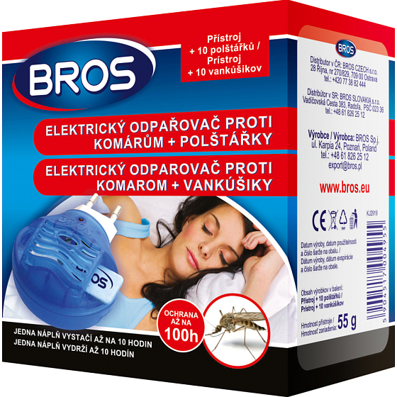 Bros elektryczny nawilżacz przeciw komarom + wkładki 10 nocy