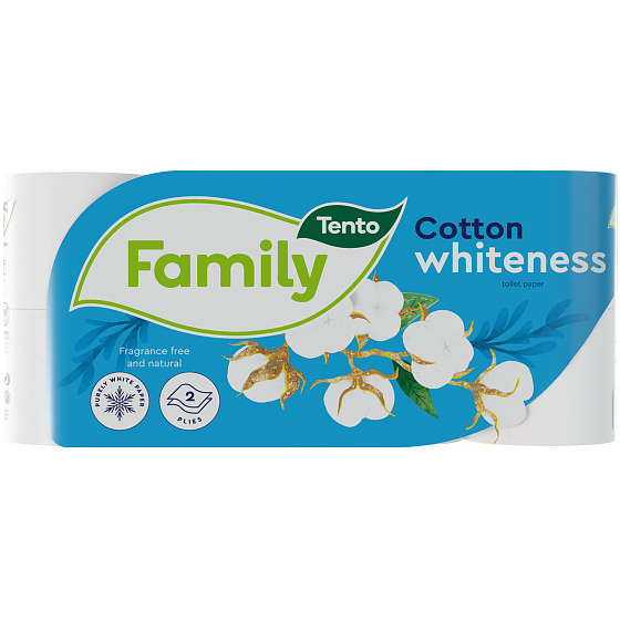 Tento Family Cotton Whiteness toaletní papír bílý 2 vrstvý 150 útržků 8 kusů