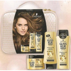 Gliss Kur Ultimate Oil Elixir šampon 250 ml + Gliss Kur Ultimate Oil Elixir kondicionér 200 ml + Gliss Kur Ultimate Oil Elixir maska na vlasy 200 ml + toaletní taštička, kosmetická sada