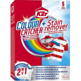 K2r Colour Catcher + Stain remover Stop obarvení + odstraňovač skvrn 5 kusů K2r Colour Catcher + Stain remover Stop obarvení + odstraňovač skvrn 5 kusů