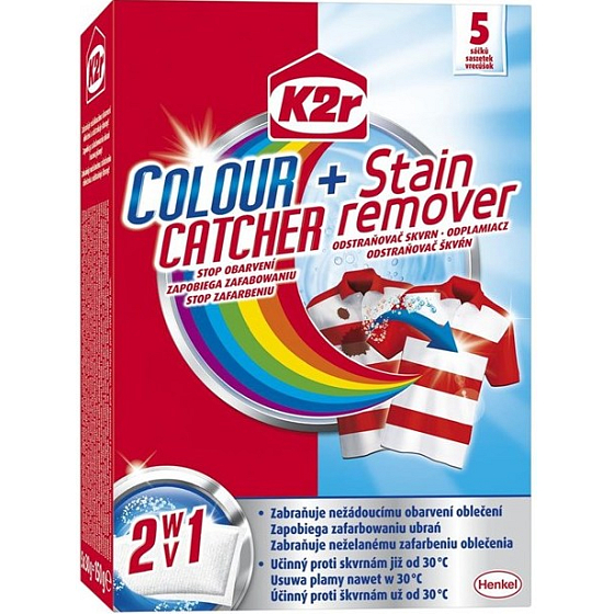 K2r Colour Catcher + Stain remover Stop obarvení + odstraňovač skvrn 5 kusů