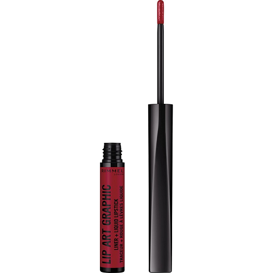 Rimmel London Lip Art Graphic konturovací tužka + tekutá rtěnka 2v1 550 Cuff Me 1,8 ml