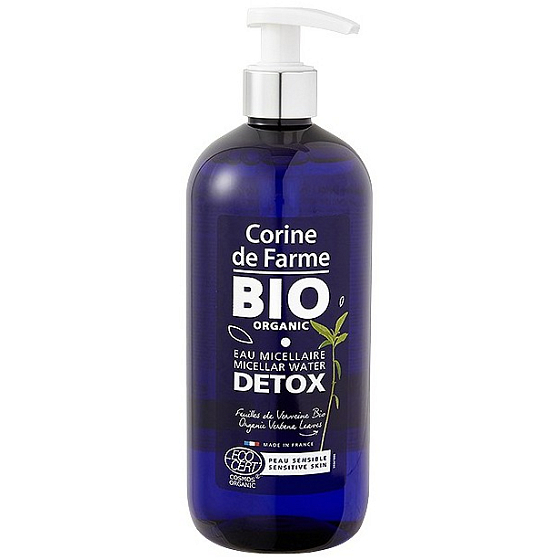 Corine de Farme Bio Organic Detox Verbena micelární čisticí voda pro citlivou pleť dávkovač 500 ml