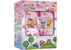 Pink Elephant Veverka Anička šampon 500 ml + Činčila Nela zubní pasta 50 ml + Kočička Sonička pěna do koupele 500 ml + Myška Mia krémové mýdlo 90 g, kosmetická sada pro holky