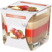 Bispol Apple & Cinnamon - Jablko a skořice tříbarevná vonná svíčka sklo, doba hoření 32 hodin 170 g