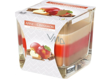 Bispol Apple & Cinnamon - Jablko a skořice tříbarevná vonná svíčka sklo, doba hoření 32 hodin 170 g