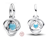 Charm Srebrny 925 Turkusowy krąg zwycięstwa grudnia, zawieszka na bransoletkę symbol