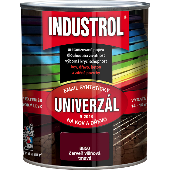 Industrol S2013 uniwersalny połyskowy lak do metalu i drewna, 8850 ciemna czerwień wiśniowa, 750 ml