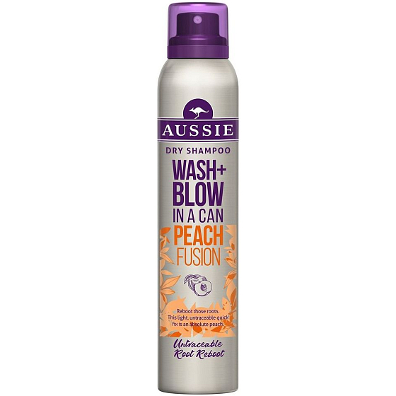 Aussie Wash + Blow Peach Fusion suchý šampon na vlasy 180 ml