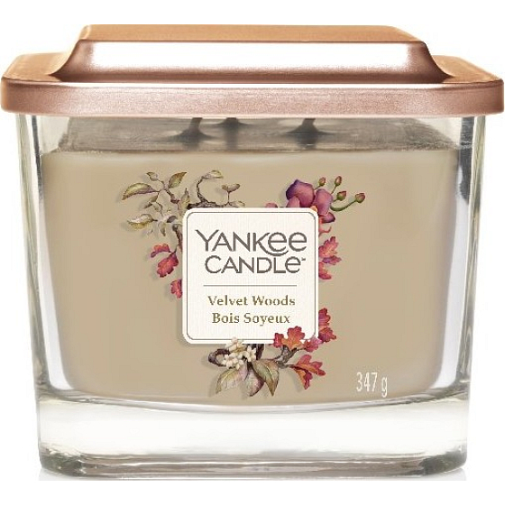 Yankee Candle Velvet Woods - Sametové dřevo sojová vonná svíčka Elevation střední sklo 3 knoty 347 g