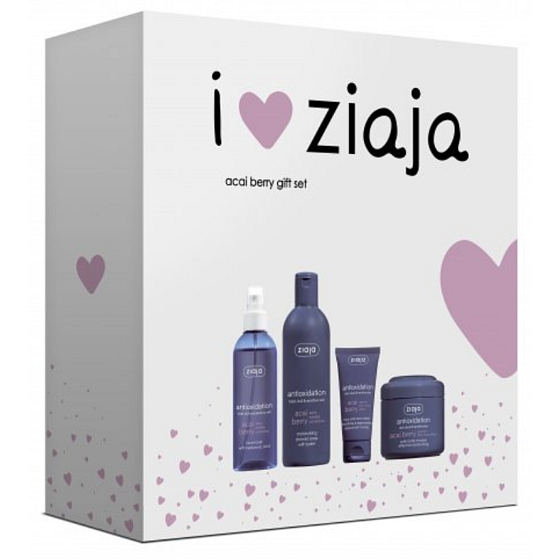 Ziaja Acai Berry pleťový krém na obličej a krk regenerační 50 ml + pleťový tonik s kyselinou hyaluronovou 200 ml + sprchové mýdlo s balzámem hydratační 300 ml + tělová pěna hydratační 200 ml, kosmetická sada