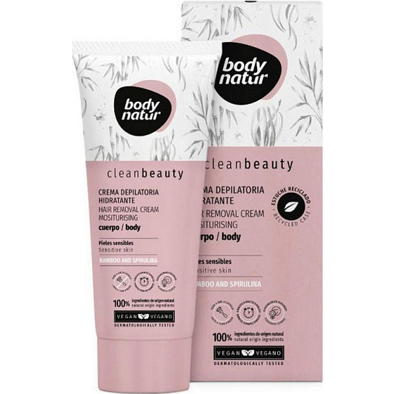 Body Natur Clean Beauty Bambus & Spirulina depilační krém na tělo s bambusem a spirulínou 200 ml