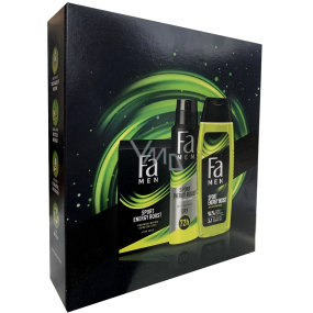Fa Men Sport Energy Boost 3v1 sprchový gel a šampon 250 ml + antiperspirant deodorant sprej 150 ml + voda po holení 150 ml, kosmetická sada pro muže