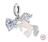 Zawieszka ze srebra próby 925 Jednorożec 2w1, charms do bransoletki