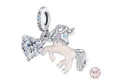 Zawieszka ze srebra próby 925 Jednorożec 2w1, charms do bransoletki