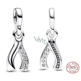 Charm Srebrna biżuteria 925 Kość szczęścia - Mini medalik, zawieszka na bransoletkę symbol