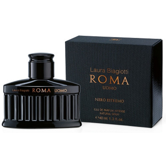 Laura Biagiotti Roma Uomo Nero Estremo Intense parfémovaná voda pro muže 40 ml – intenzivní pánská vůně s elegantním charakterem