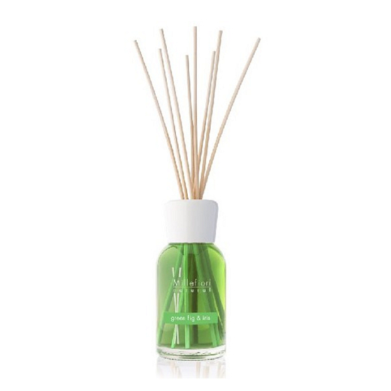 Millefiori Milano Natural Green Fig & Iris - Zelený fík a Kosatec Difuzér 250 ml + 8 stébel v délce 30 cm do středně velkých prostor vydrží min. 3 měsíce