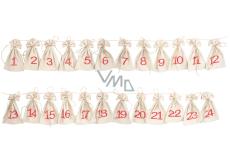 Adventní kalendář, lněné pytlíčky 8 x 13 cm 24 kusů