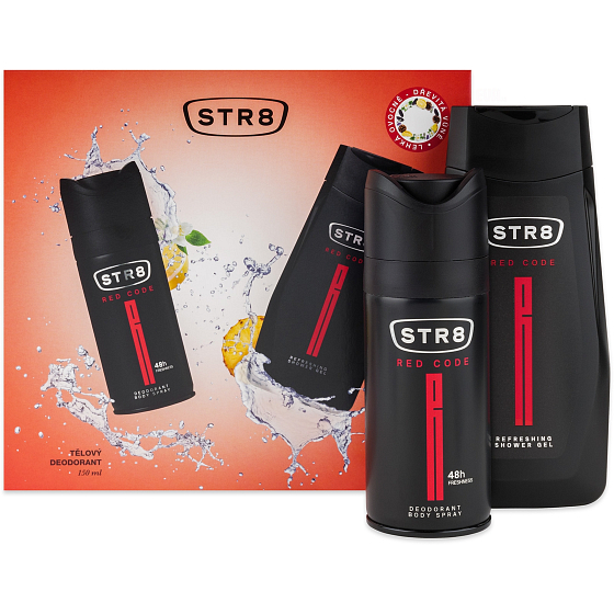Str8 Red Code deodorant sprej 150 ml + sprchový gel 250 ml, kosmetická sada pro muže 2021