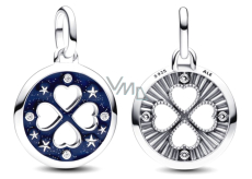 Zawieszka ze srebra próby 925 Serce w koniczynie, szczęście - Mini medalion, element do bransoletki symbol