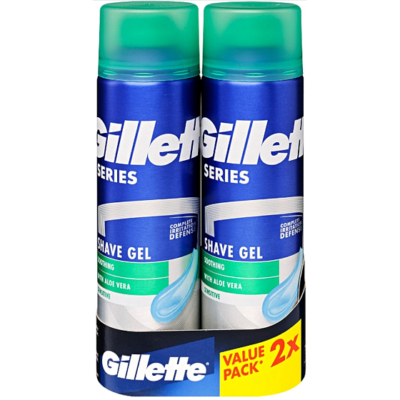 Gillette Series Sensitive Aloe Vera żel do golenia dla mężczyzn 2 x 200 ml, duopack