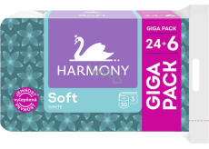 Harmony Soft White 3vrstvý toaletní papír, 30 rolí, 15 m role