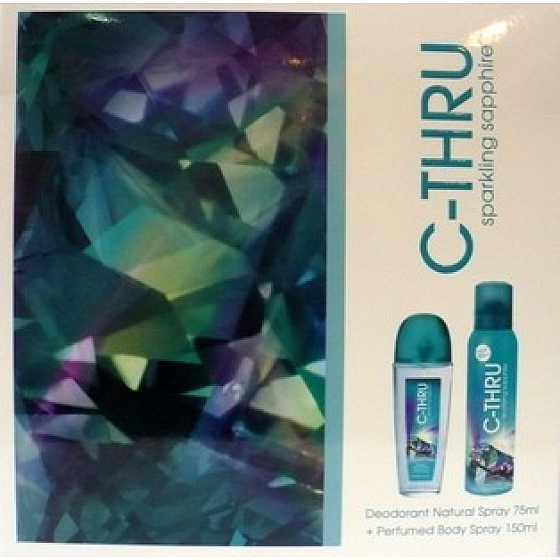 C-Thru Sparkling Sapphire parfémovaný deodorant sklo pro ženy 75 ml + deodorant sprej 150 ml, kosmetická sada