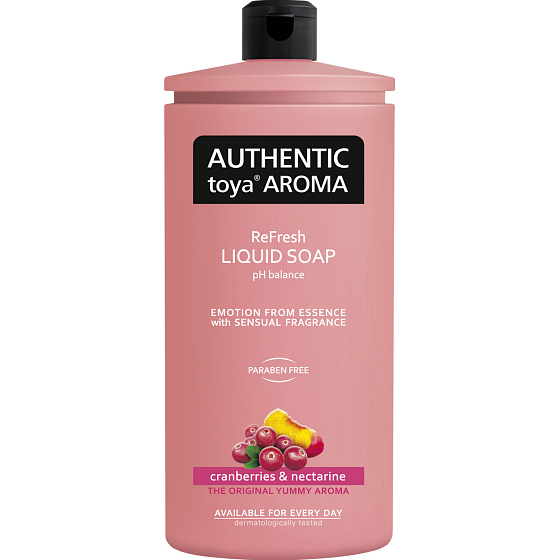 Authentic Toya Aroma płynne mydło żurawina i nektarynka, uzupełnienie, 600 ml