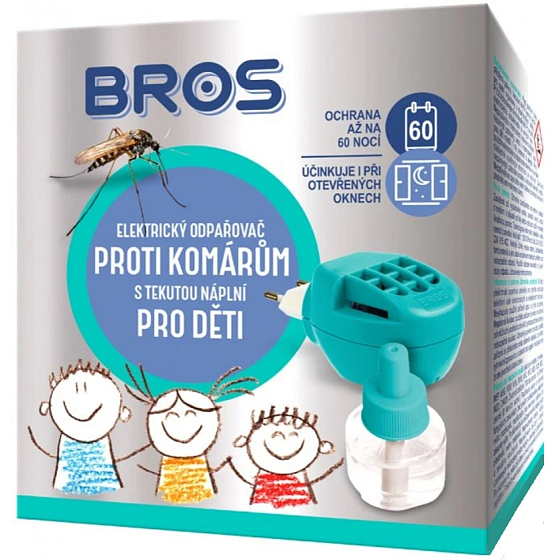Bros Elektryczny odparowywacz przeciwko komarom + ciecz zapasowa dla dzieci 40 ml