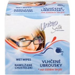 Linteo Satin Do czyszczenia okularów nawilżane chusteczki 14 x 14 cm 1 + 1 sztuka