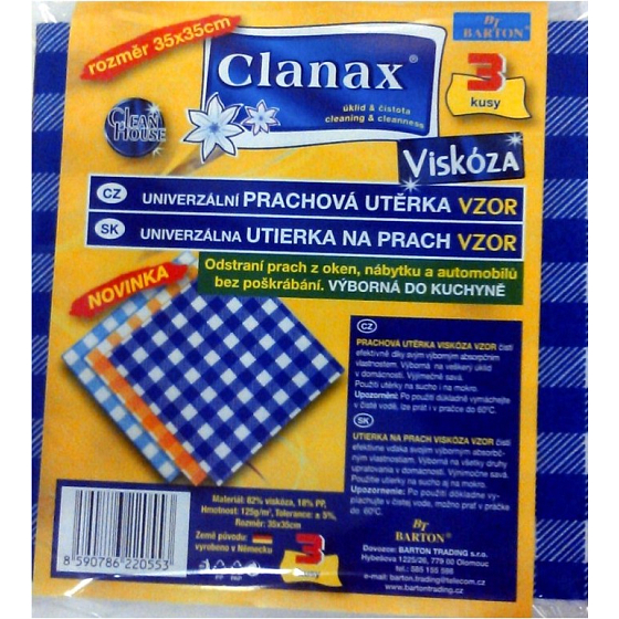 Clanax Uniwersalna ściereczka z wiskozy nietkanej 35 x 35 cm 3 sztuki