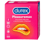 Durex Pleasuremax kondom z wypustkami i wypustkami dla stymulacji obu partnerów nominalna szerokość: 56 mm 3 sztuki