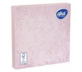 Aha Papírové ubrousky 3 vrstvé 33 x 33 cm 15 kusů Ražené růžové