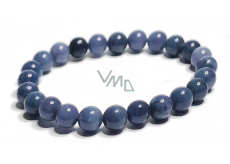 Dumortierit elastyczny naturalny kamień, kulka 8 mm / 16 - 17 cm, młodzież w sercu