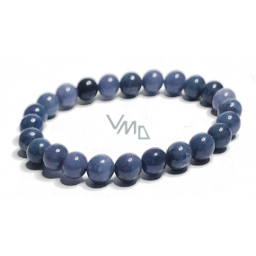 Dumortierit elastyczny naturalny kamień, kulka 8 mm / 16 - 17 cm, młodzież w sercu