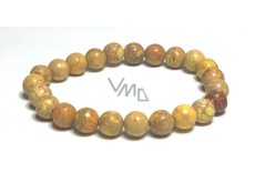 Jaspis / Regalit Imperialny morski osad zloty naramek elastyczny zmieszany mineral, kulka 8 mm / 16 - 17 cm