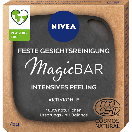 Nivea MagicBar oczyszczające peelingowe mydło do twarzy z aktywnym węglem dla cery problematycznej 75 g