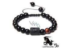 Onyx Koziorożec oznacza zodiak, bransoletka z naturalnego kamienia, kulka 8mm / regulowana wielkość, kamień życiowej siły