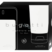 Bugatti Signature White woda toaletowa 100 ml + żel pod prysznic 200 ml, zestaw prezentowy dla mężczyzn