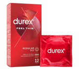 Durex Feel Thin Regular Fit kondomy extra cienkie, lateksowe, standardowe nawilżenie, nominalna szerokość: 56 mm 12 sztuk