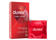Durex Feel Thin Regular Fit kondomy extra cienkie, lateksowe, standardowe nawilżenie, nominalna szerokość: 56 mm 12 sztuk