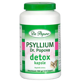 Dr. Popov Psyllium Detox Pro intensywne oczyszczenie ciała, kombinacja błonnika i skutecznych ekstraktów roślinnych 120 kapsuł / 104 g