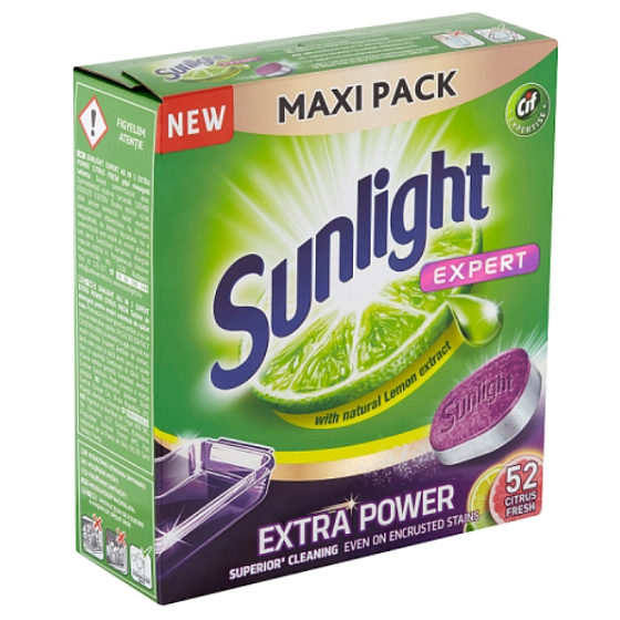 Sunlight All in 1 Expert Extra Power Citrus Fresh tablety do myčky nádobí 52 kusů