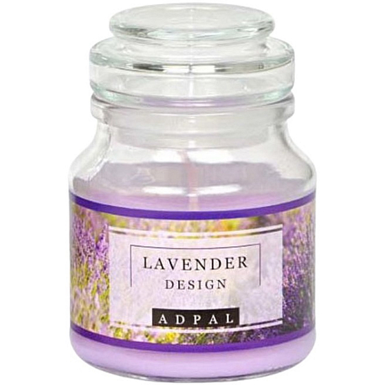 Adpal Lavender Design vonná svíčka sklo se skleněným víčkem 70 x 100 mm