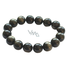 Obsidian zlatý náramek elastický přírodní kámen, kulička 12 mm / 16 - 17cm, kámen záchrany Obsidian zlatý náramek elastický přírodní kámen, kulička 12 mm / 16 - 17cm, kámen záchrany
