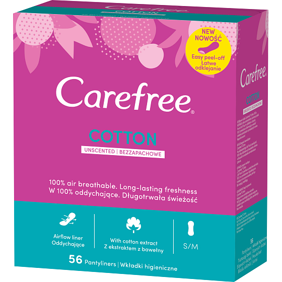 Carefree Cotton wkładki do bielizny intymnej, 56 sztuk