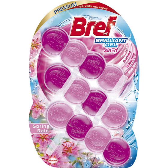 Bref Brilliant Gel Wiosenny deszcz WC blok 3× 42 g