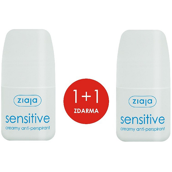 Ziaja Sensitive Creamy kuličkový antiperspirant deodorant roll-on pro ženy 2 x 60 ml, duopack