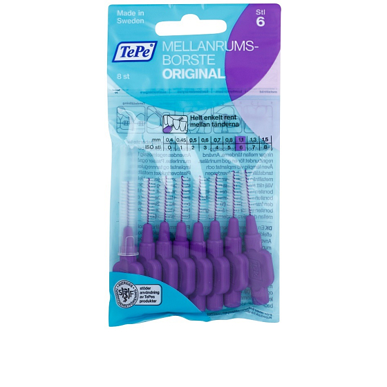 TePe Original Szczoteczki międzyzębowe Normal 1,1 mm fioletowe 8 sztuk